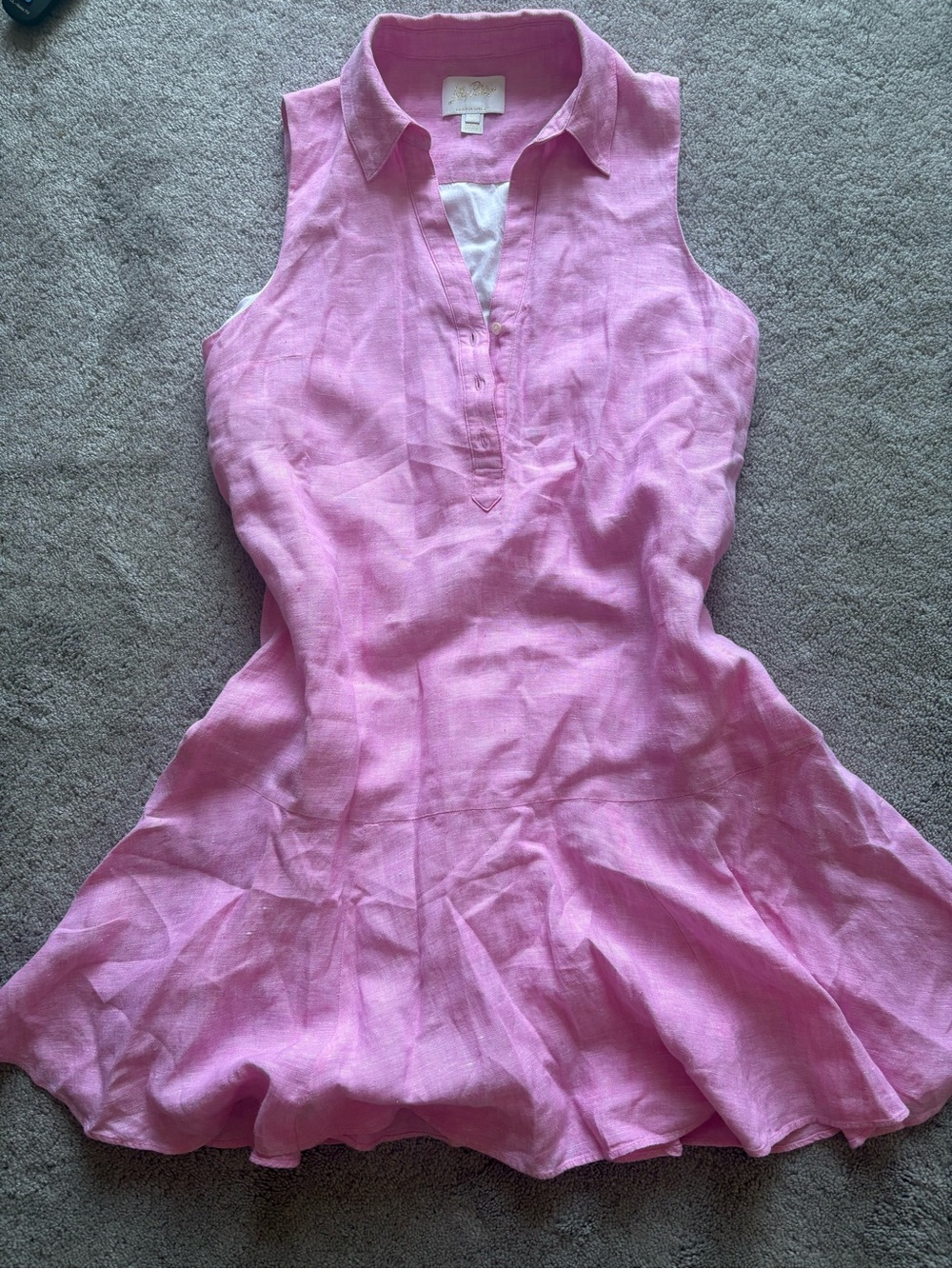 Lilly Pulitzer Light Pink Sleeveless Collared Linen Dress